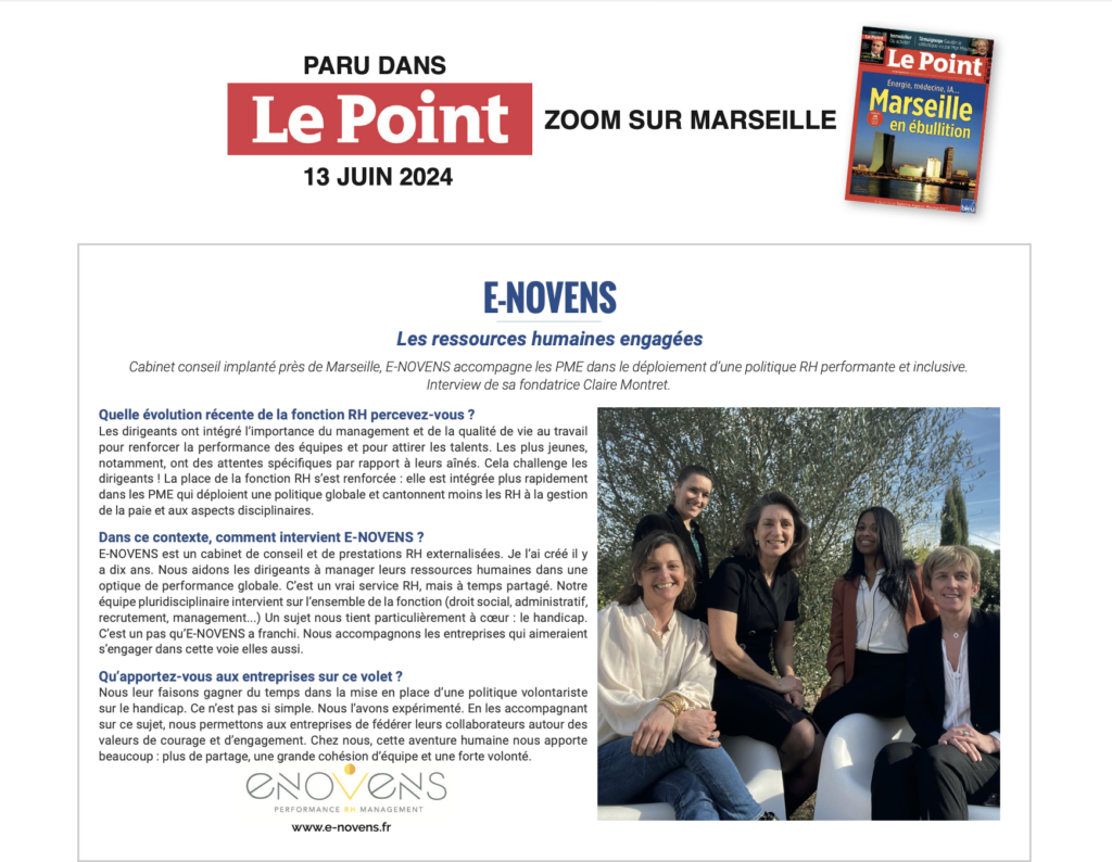 Article LE POINT - E NOVENS